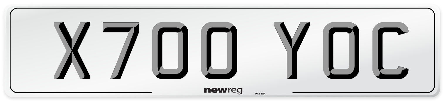X700 YOC Number Plate from New Reg